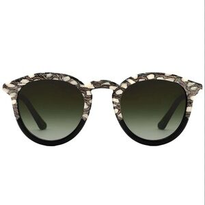 KREWE STELLA Black Stylish Round Sunglasses Patterned Frame Acetate New Orleans